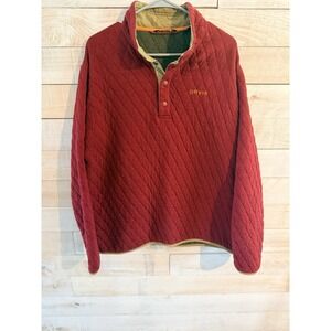Orvis Quilted Quarter T Snap Pullover Men's Large Red  2EG2 Outdoor Hiking